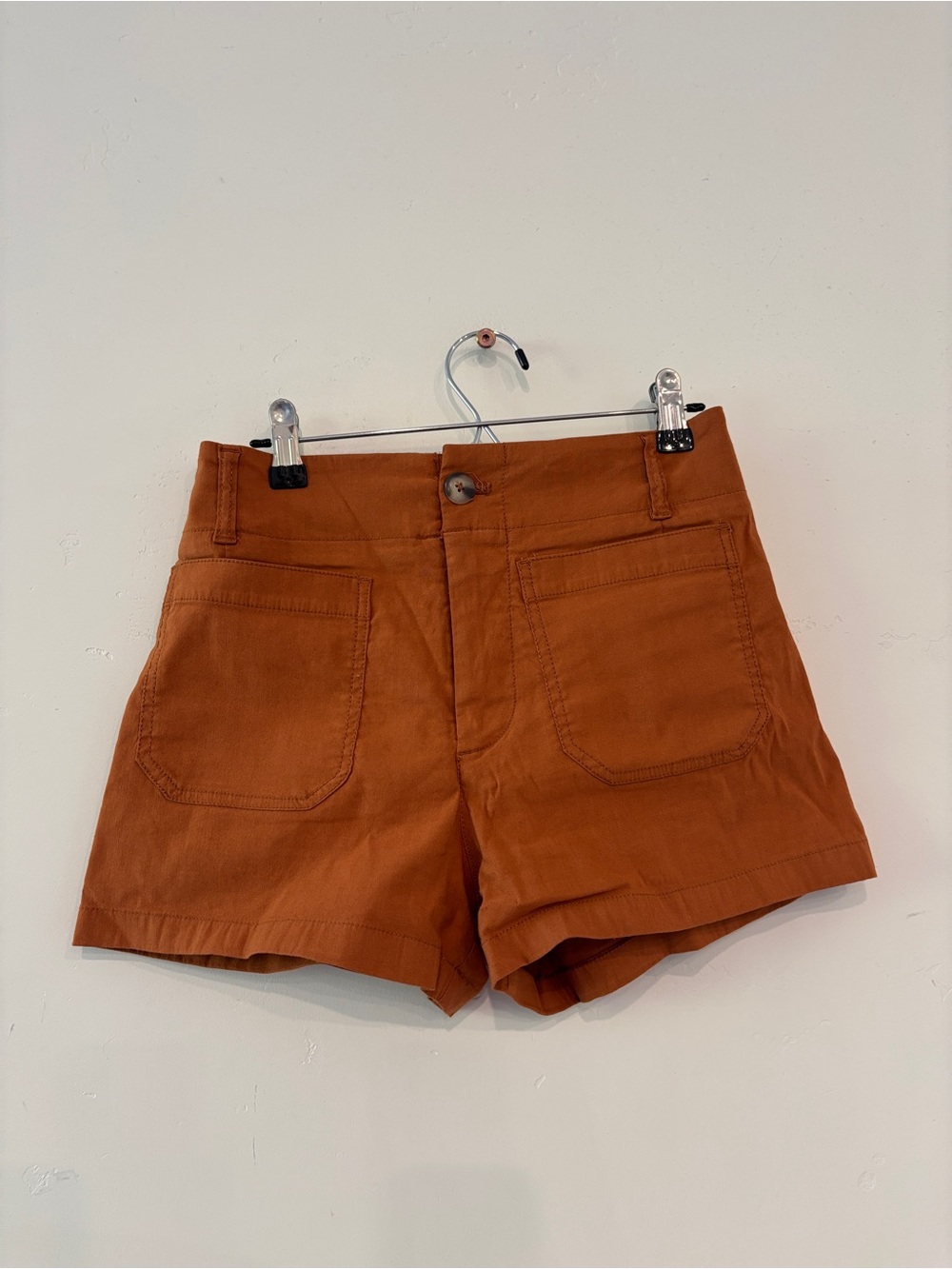 Maeve Anthropologie The Colette Shorts Rust Orange Linen Blend Utility Size 25